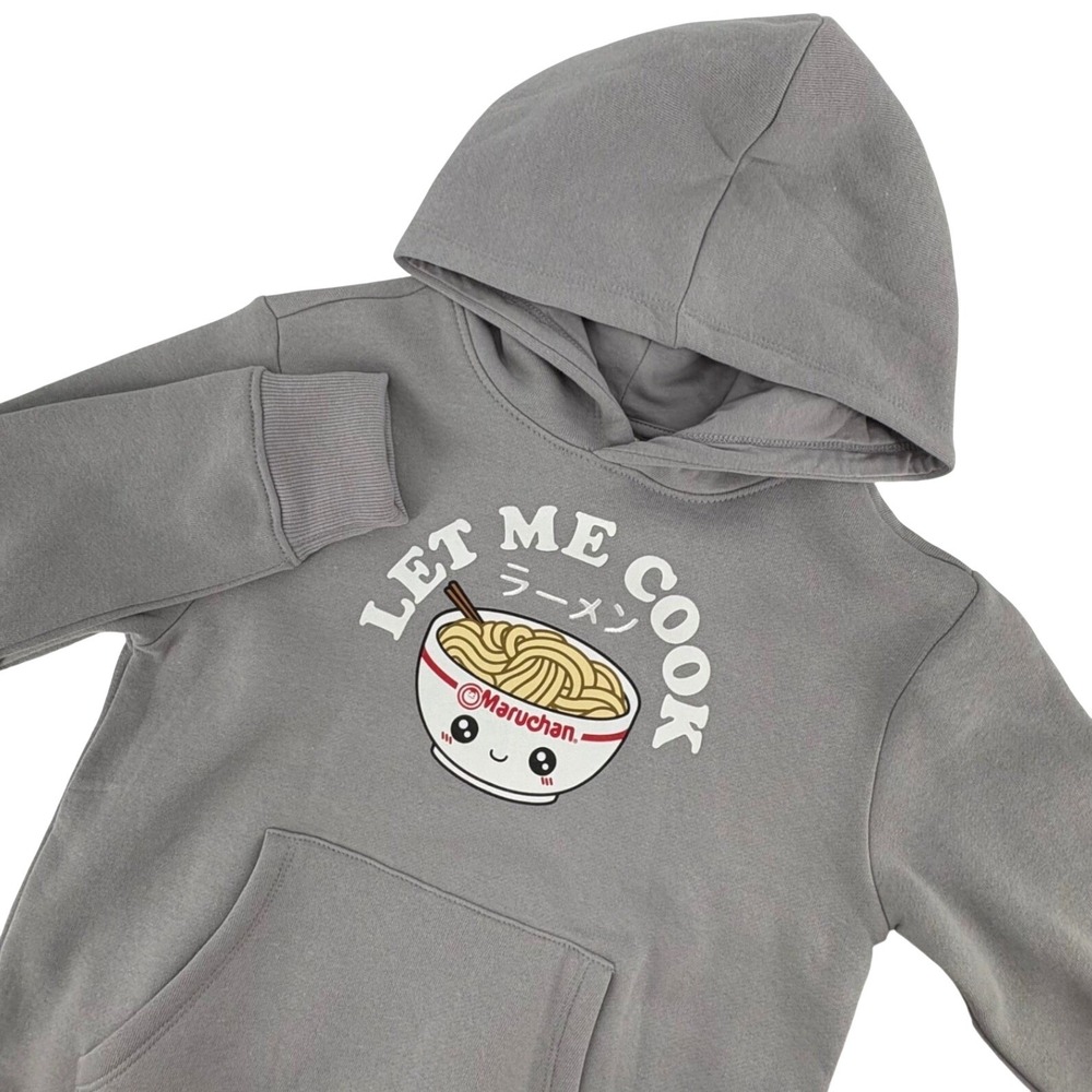 Maruchan Hoodie Kids XS 4-5 Gray Let Me Cook Ramen Graphic Sweatshirt NEW